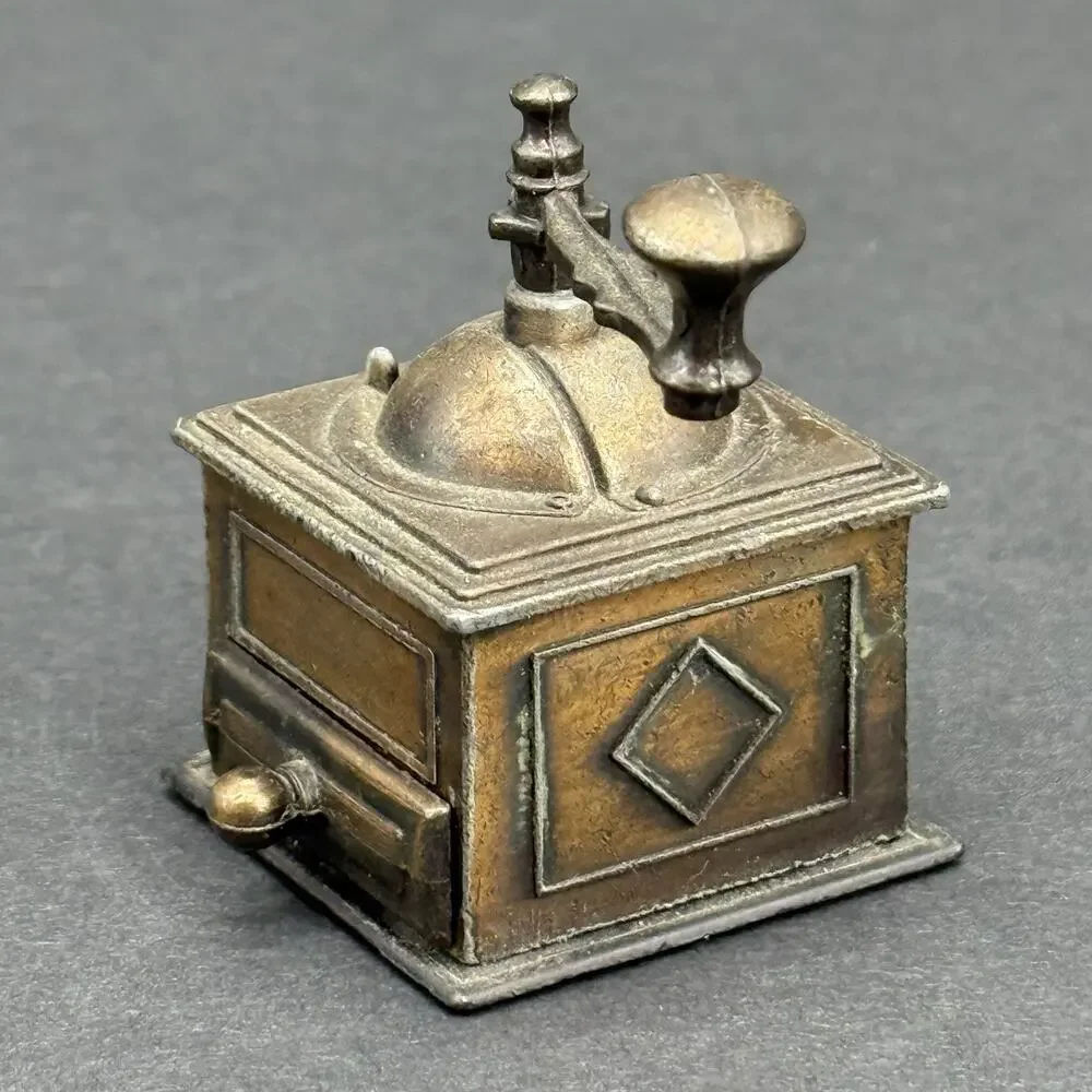 Vintage Die Cast Metal Bronze Coffee Grinder Collectible Pencil Sharpener